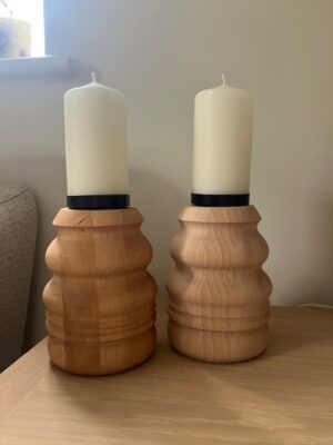 Wooden Candle Holder with Candle