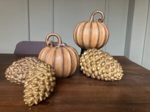 Pumpkin - Halloween / Autumn Decoration, Rustic, Speckled, Wooden Style